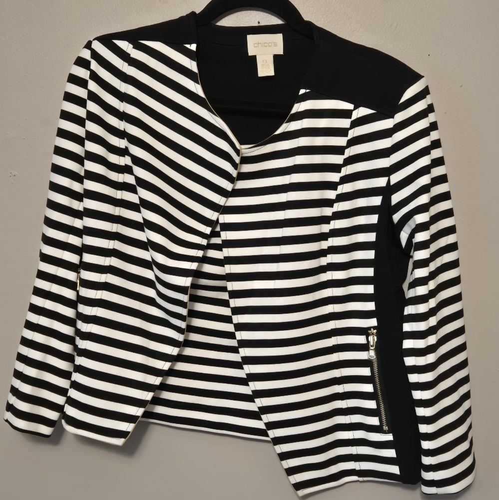 Chico's Monochrome Striped Blazer